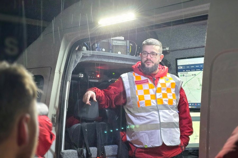 WMSAR volunteer in the rain