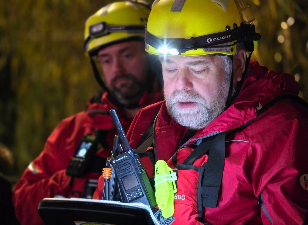 West Mercia Search and Rescue volunteers coordinating an operational response at night