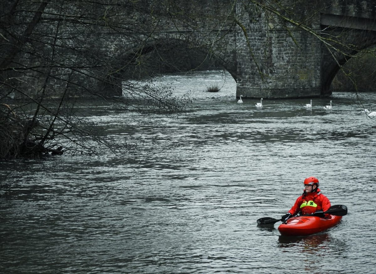 A WMSAR rescue kayaker on a cold local river