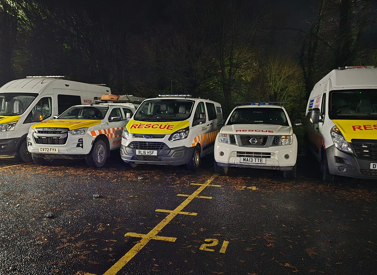 The West Mercia Search and Rescue vehicle fleet parked and ready to deploy