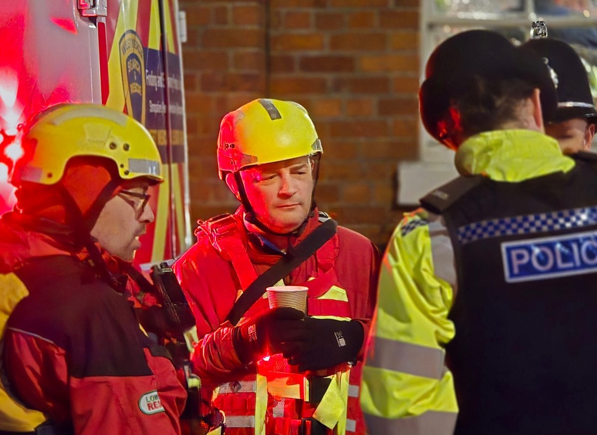 WMSAR technicians working alongside police officers on a night callout